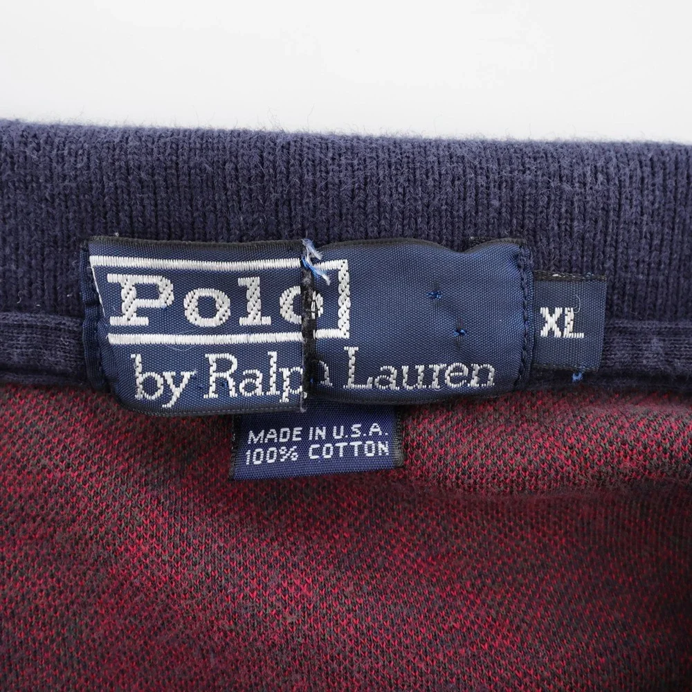 Vintage 80s Polo Ralph Laure Argyle Rugby Shirt‎ USA Made Long Sleeve Mens XL